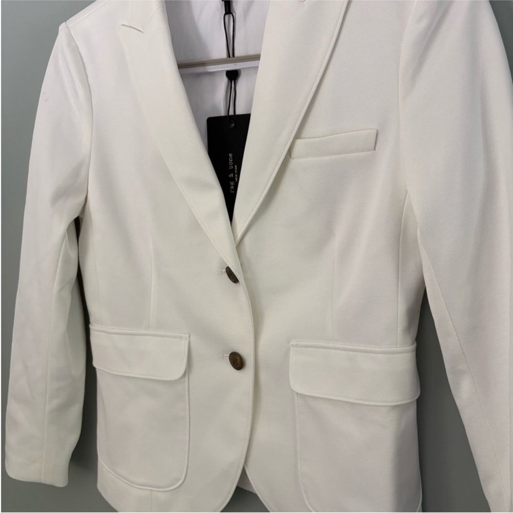 NWT Rag & Bone Nancy Knit Blazer White Size 2 Structured Stretch Jacket - Picture 3 of 12